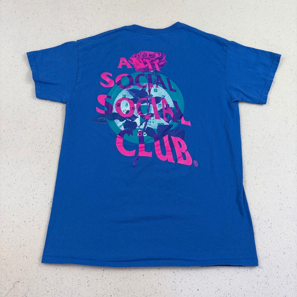 Anti Social Social Club Rose Clock Graphic‎ T-Shirt Blue Vibrant ASSC Urban M